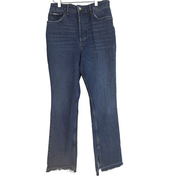 We The Free Button Fly Jeans 31 Womens High Rise Slit Leg Raw Hem Boho - Picture 1 of 11